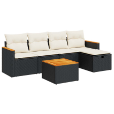 vidaXL 6 részes fekete polyrattan kerti ülőgarnitúra párnákkal (3325906) kerti bútor
