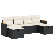 vidaXL 6 részes fekete polyrattan kerti ülőgarnitúra párnákkal (3325941) kerti bútor