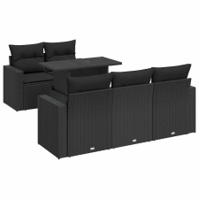 vidaXL 6 részes fekete polyrattan kerti ülőgarnitúra párnákkal (3326246) kerti bútor