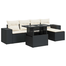 vidaXL 6 részes fekete polyrattan kerti ülőgarnitúra párnákkal (3326777) kerti bútor