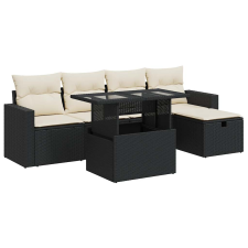 vidaXL 6 részes fekete polyrattan kerti ülőgarnitúra párnákkal (3327806) kerti bútor