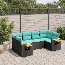 vidaXL 6 részes fekete polyrattan kerti ülőgarnitúra párnával kerti bútor