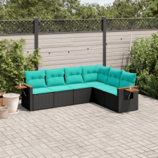 vidaXL 6 részes fekete polyrattan kerti ülőgarnitúra párnával kerti bútor