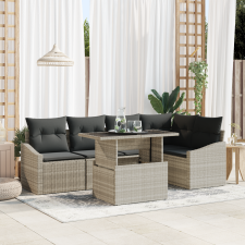 vidaXL 6 részes kerti kanapé szett párnákkal világosszürke poly rattan kerti bútor