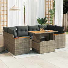 vidaXL 6 részes szürke polyrattan akácfa kerti ülőgarnitúra párnákkal kerti bútor