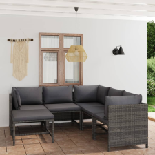 vidaXL 6 részes szürke polyrattan kerti ülőgarnitúra párnákkal kerti bútor