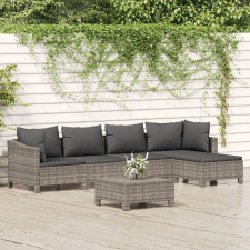 vidaXL 6 részes szürke polyrattan kerti ülőgarnitúra párnákkal kerti bútor