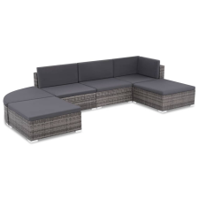 vidaXL 6 részes szürke polyrattan kerti ülőgarnitúra párnákkal kerti bútor