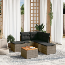 vidaXL 6 részes szürke polyrattan kerti ülőgarnitúra párnákkal kerti bútor