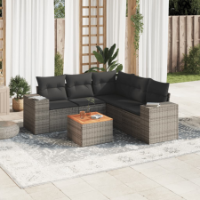 vidaXL 6 részes szürke polyrattan kerti ülőgarnitúra párnákkal kerti bútor