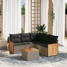 vidaXL 6 részes szürke polyrattan kerti ülőgarnitúra párnákkal kerti bútor