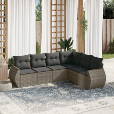 vidaXL 6 részes szürke polyrattan kerti ülőgarnitúra párnákkal kerti bútor
