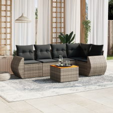 vidaXL 6 részes szürke polyrattan kerti ülőgarnitúra párnákkal kerti bútor