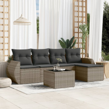 vidaXL 6 részes szürke polyrattan kerti ülőgarnitúra párnákkal kerti bútor