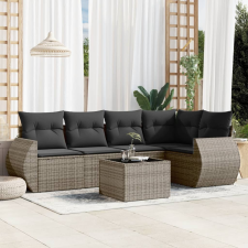 vidaXL 6 részes szürke polyrattan kerti ülőgarnitúra párnákkal kerti bútor