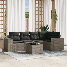 vidaXL 6 részes szürke polyrattan kerti ülőgarnitúra párnákkal kerti bútor