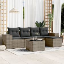 vidaXL 6 részes szürke polyrattan kerti ülőgarnitúra párnákkal kerti bútor