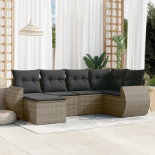 vidaXL 6 részes szürke polyrattan kerti ülőgarnitúra párnákkal kerti bútor