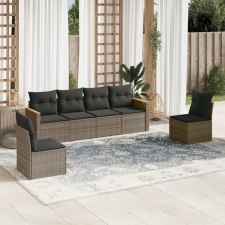 vidaXL 6 részes szürke polyrattan kerti ülőgarnitúra párnákkal kerti bútor