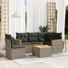 vidaXL 6 részes szürke polyrattan kerti ülőgarnitúra párnákkal kerti bútor