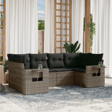 vidaXL 6 részes szürke polyrattan kerti ülőgarnitúra párnákkal kerti bútor