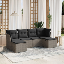 vidaXL 6 részes szürke polyrattan kerti ülőgarnitúra párnákkal kerti bútor