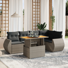vidaXL 6 részes szürke polyrattan kerti ülőgarnitúra párnákkal kerti bútor