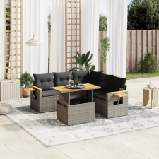 vidaXL 6 részes szürke polyrattan kerti ülőgarnitúra párnákkal kerti bútor
