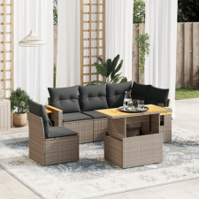 vidaXL 6 részes szürke polyrattan kerti ülőgarnitúra párnákkal kerti bútor