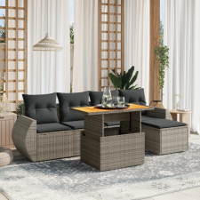 vidaXL 6 részes szürke polyrattan kerti ülőgarnitúra párnákkal kerti bútor