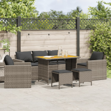 vidaXL 6 részes szürke polyrattan kerti ülőgarnitúra párnákkal kerti bútor