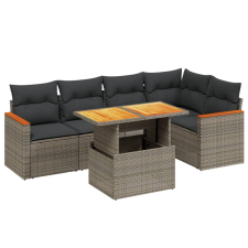 vidaXL 6 részes szürke polyrattan kerti ülőgarnitúra párnákkal kerti bútor