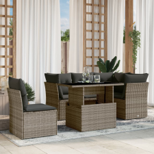 vidaXL 6 részes szürke polyrattan kerti ülőgarnitúra párnákkal kerti bútor