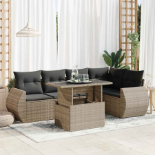 vidaXL 6 részes szürke polyrattan kerti ülőgarnitúra párnákkal kerti bútor