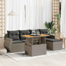 vidaXL 6 részes szürke polyrattan kerti ülőgarnitúra párnákkal kerti bútor