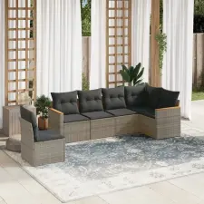 vidaXL 6 részes szürke polyrattan kerti ülőgarnitúra párnákkal kerti bútor