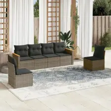 vidaXL 6 részes szürke polyrattan kerti ülőgarnitúra párnákkal kerti bútor
