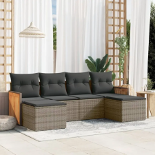 vidaXL 6 részes szürke polyrattan kerti ülőgarnitúra párnákkal kerti bútor