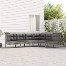 vidaXL 6 részes szürke polyrattan kerti ülőgarnitúra párnákkal kerti bútor