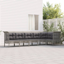 vidaXL 6 részes szürke polyrattan kerti ülőgarnitúra párnákkal kerti bútor