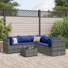 vidaXL 6 részes szürke polyrattan kerti ülőgarnitúra párnákkal kerti bútor
