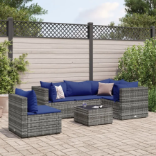 vidaXL 6 részes szürke polyrattan kerti ülőgarnitúra párnákkal kerti bútor