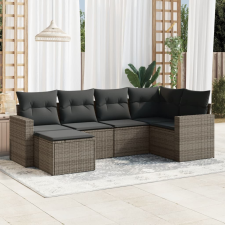 vidaXL 6 részes szürke polyrattan kerti ülőgarnitúra párnákkal kerti bútor