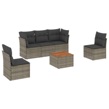vidaXL 6 részes szürke polyrattan kerti ülőgarnitúra párnákkal (3255878) kerti bútor