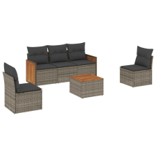vidaXL 6 részes szürke polyrattan kerti ülőgarnitúra párnákkal (3259939) kerti bútor