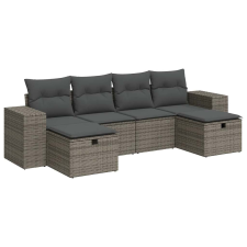 vidaXL 6 részes szürke polyrattan kerti ülőgarnitúra párnákkal (3325726) kerti bútor