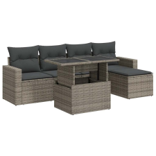 vidaXL 6 részes szürke polyrattan kerti ülőgarnitúra párnákkal (3326301) kerti bútor