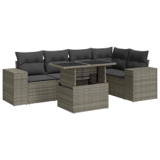 vidaXL 6 részes szürke polyrattan kerti ülőgarnitúra párnákkal (3326801) kerti bútor