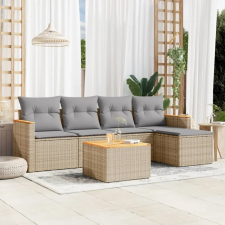 vidaXL 6 részes vegyes bézs polyrattan kerti ülőgarnitúra párnákkal kerti bútor