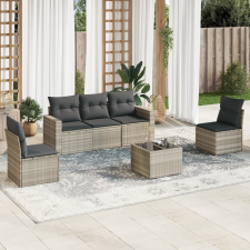vidaXL 6 részes világosszürke polyrattan kerti ülőgarnitúra párnákkal kerti bútor